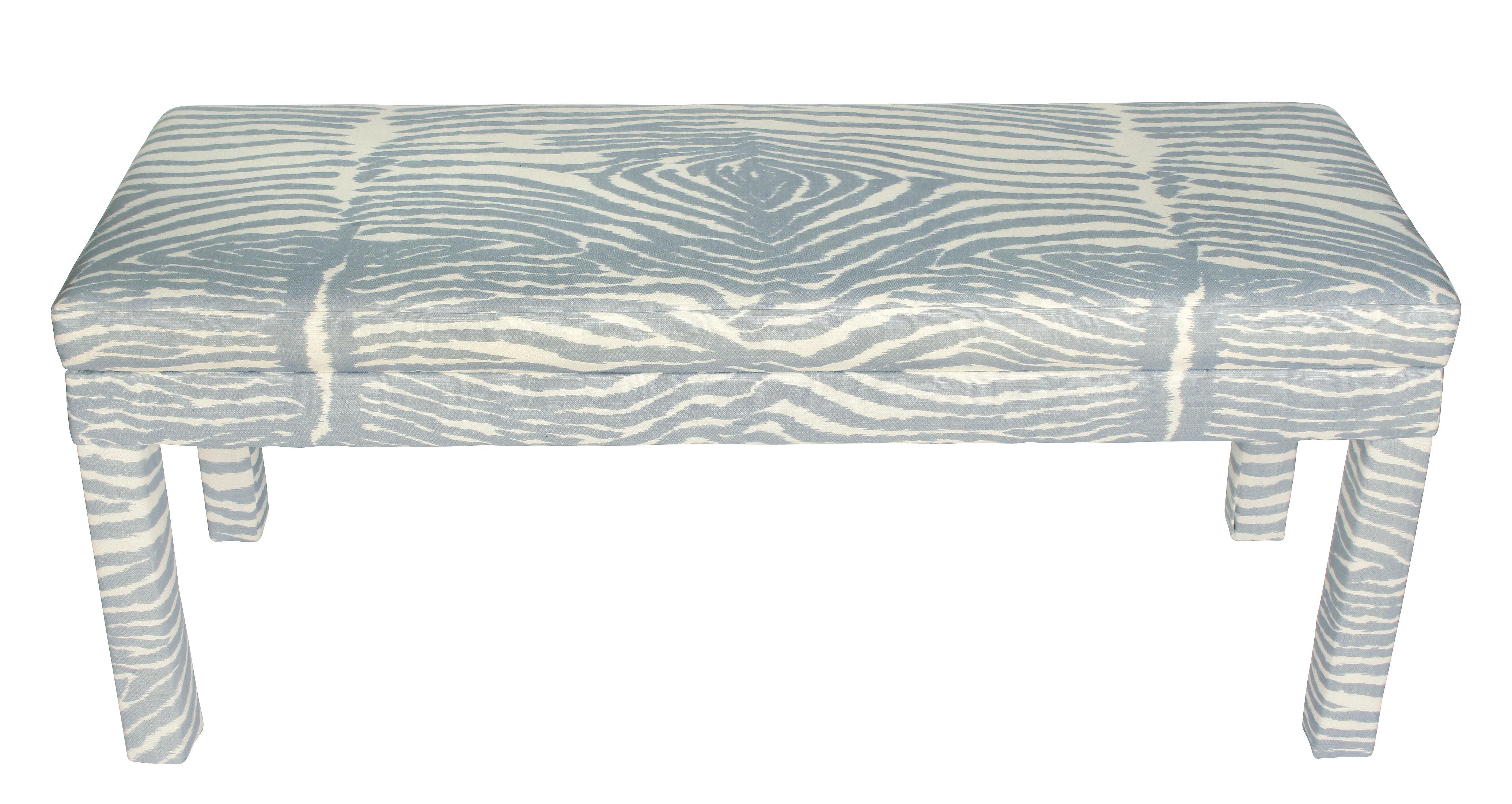 Mid-Century Modern Gray Zebra Midcentury Bench