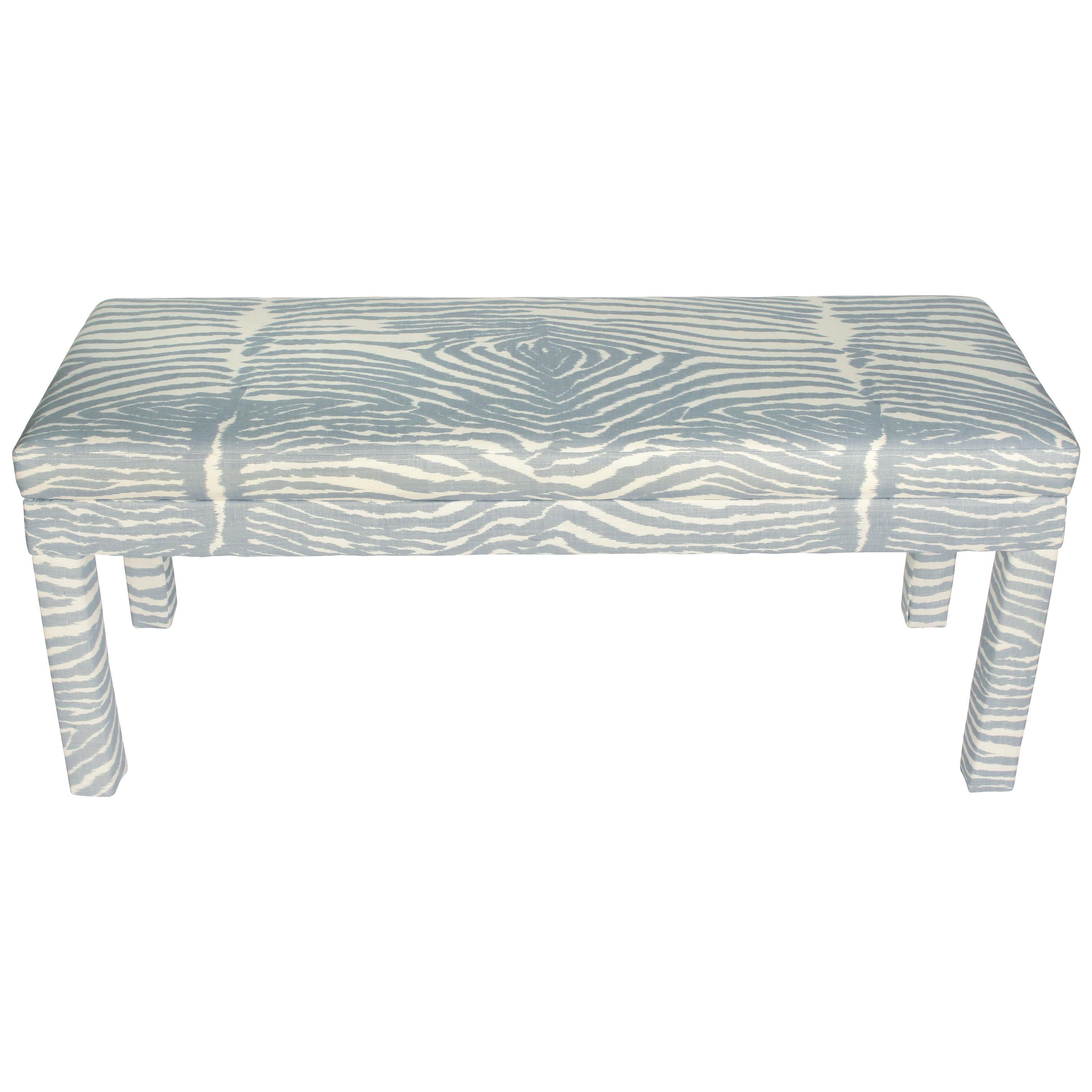 Gray Zebra Midcentury Bench