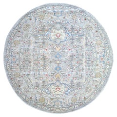 Gray Ziegler Mahal Hand Knotted Pure Wool Round Oriental Rug 8'0" x 8'0"