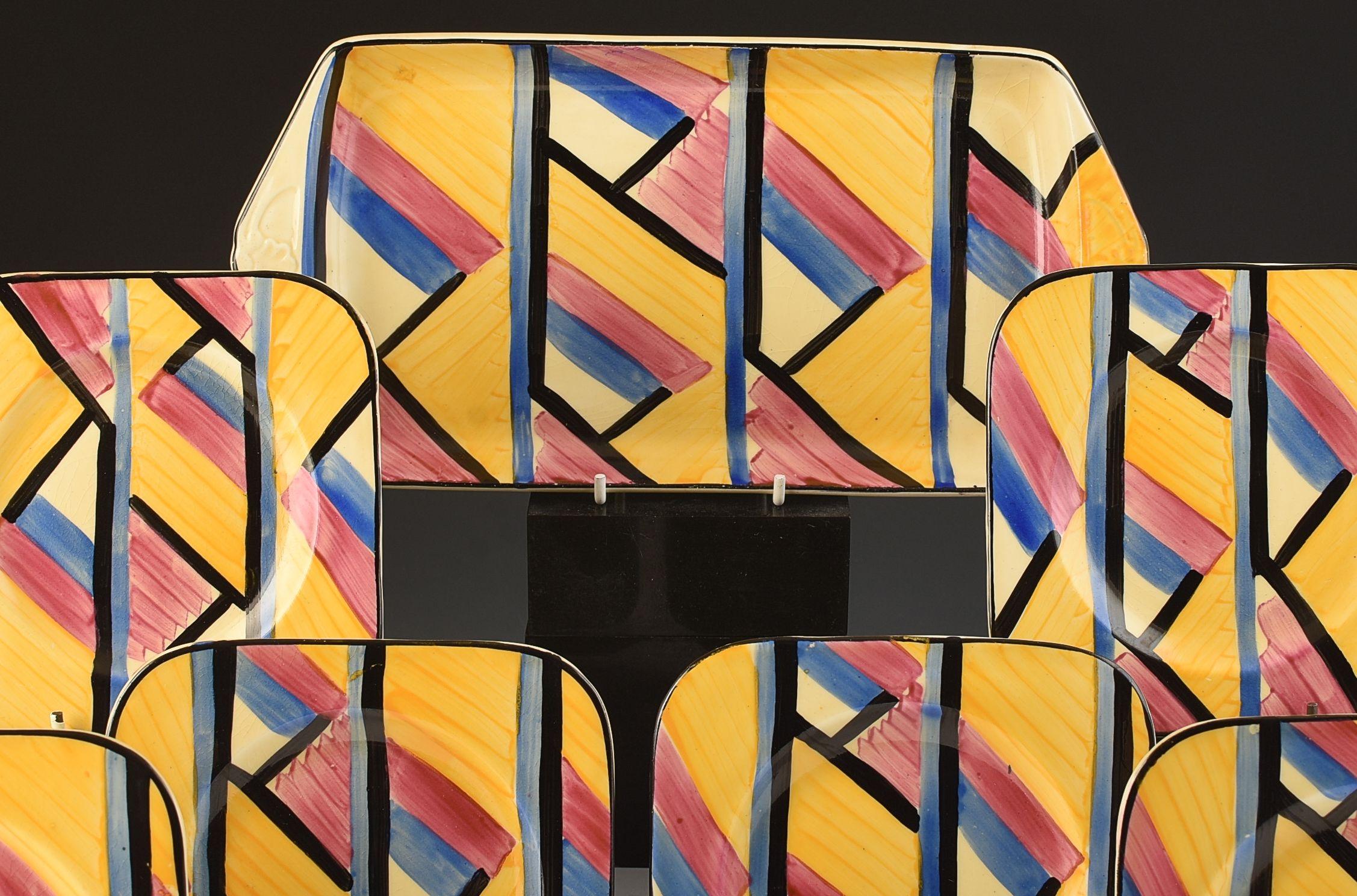 Art Deco Grays Pottery ABSTRACT SANDWICH SET C.1930 For Sale