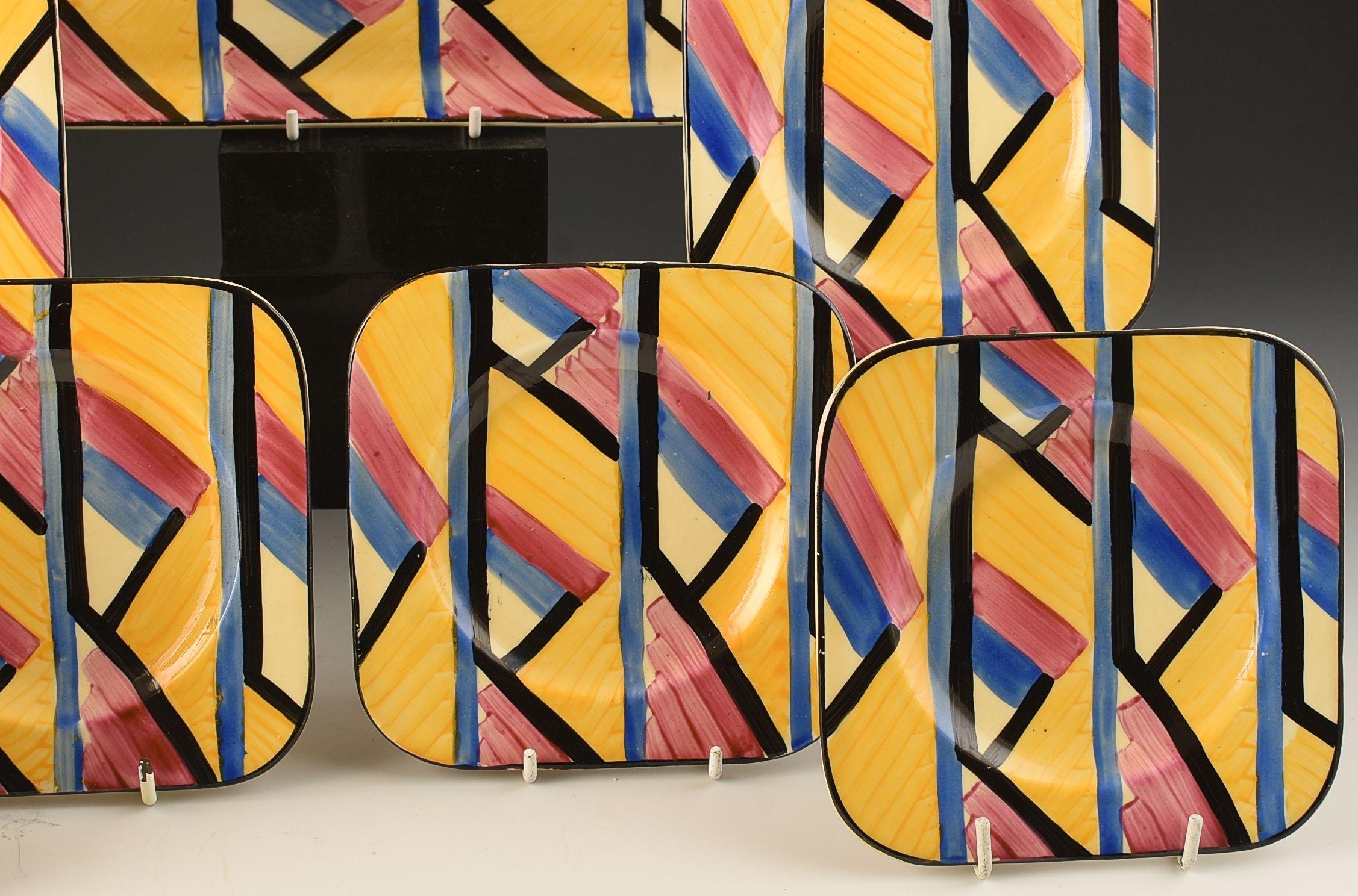 European Grays Pottery ABSTRACT SANDWICH SET C.1930 For Sale