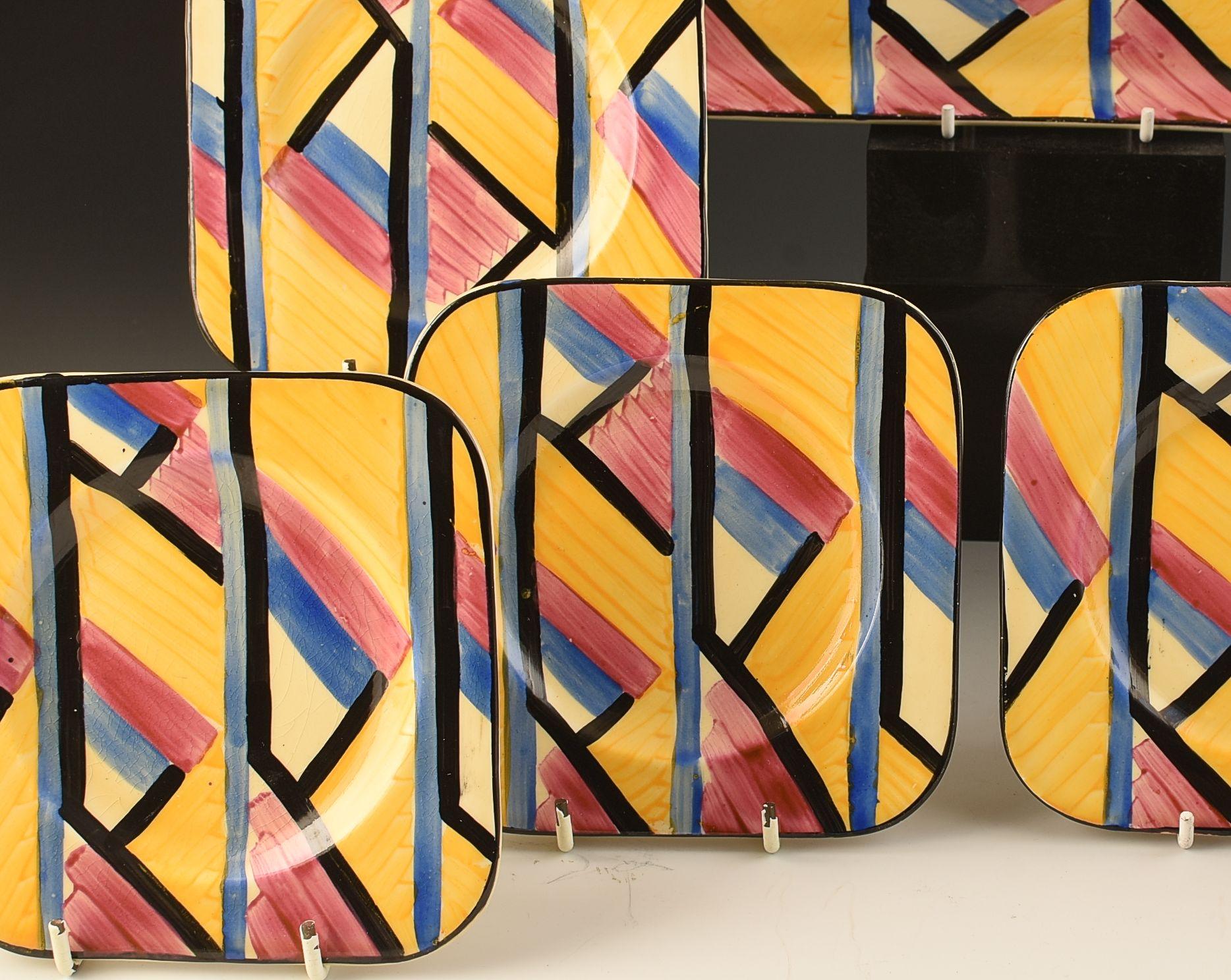 Hand-Painted Grays Pottery ABSTRACT SANDWICH SET C.1930 For Sale