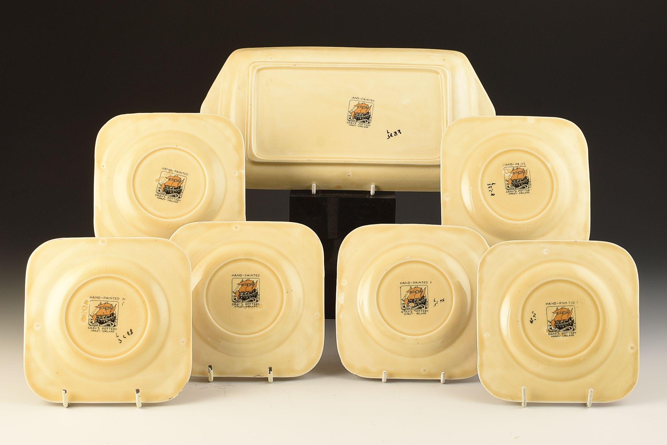 Grays Pottery ABSTRACT SANDWICH SET C.1930 In Excellent Condition For Sale In Stourbridge, West Midlands