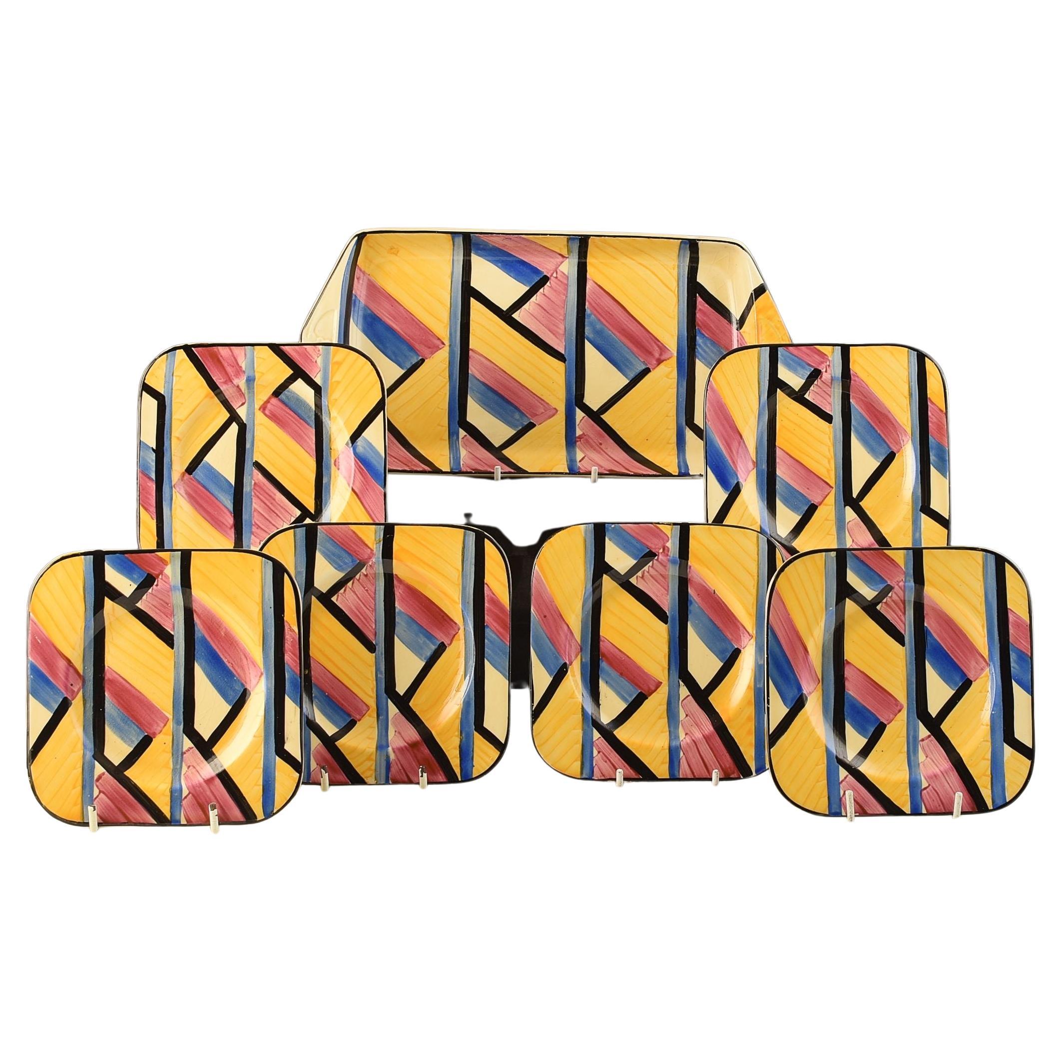 Grays Pottery ABSTRACT SANDWICH SET C.C. 1930