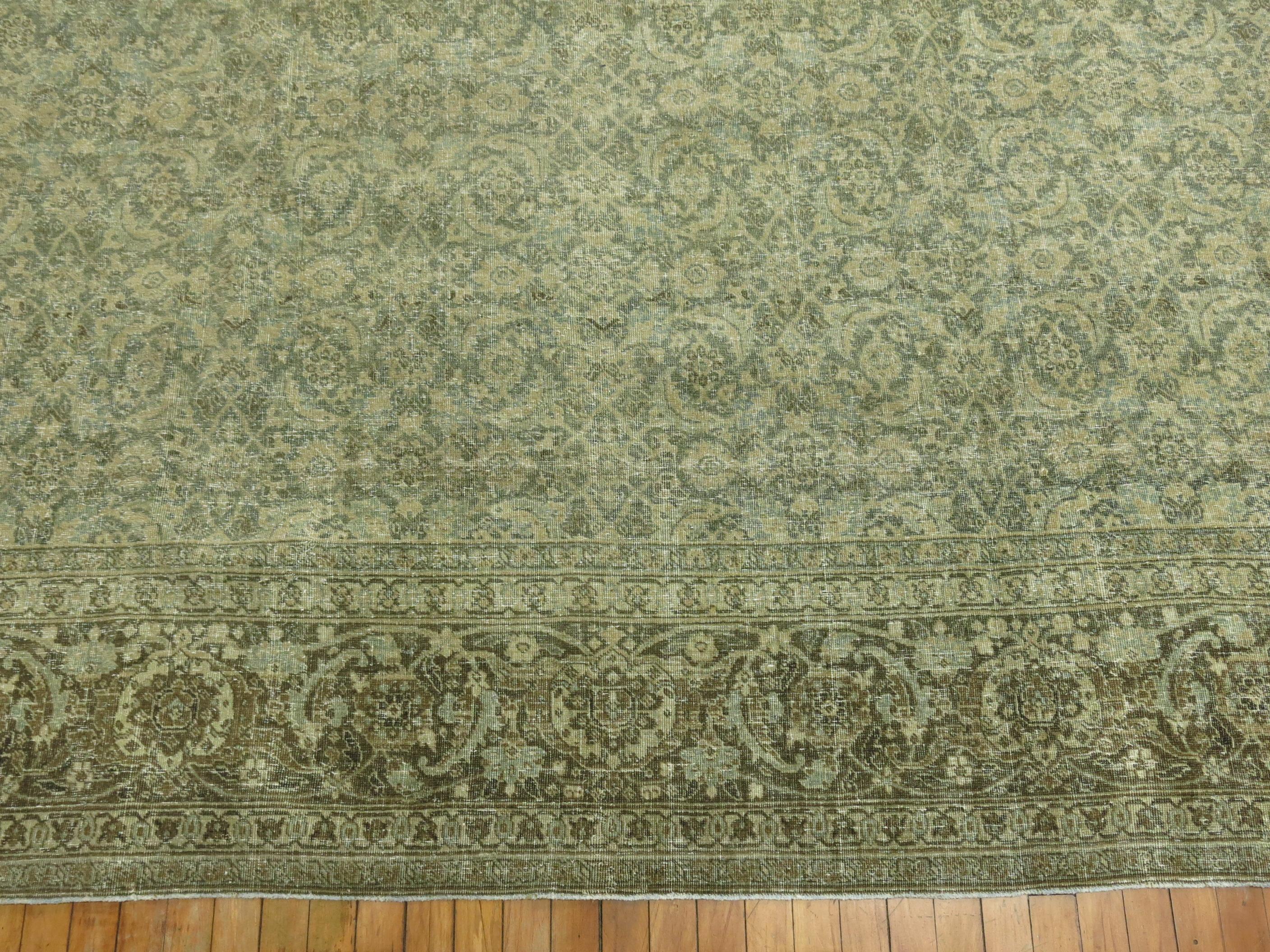 Grayscale Antique Persian Tabriz Rug 6