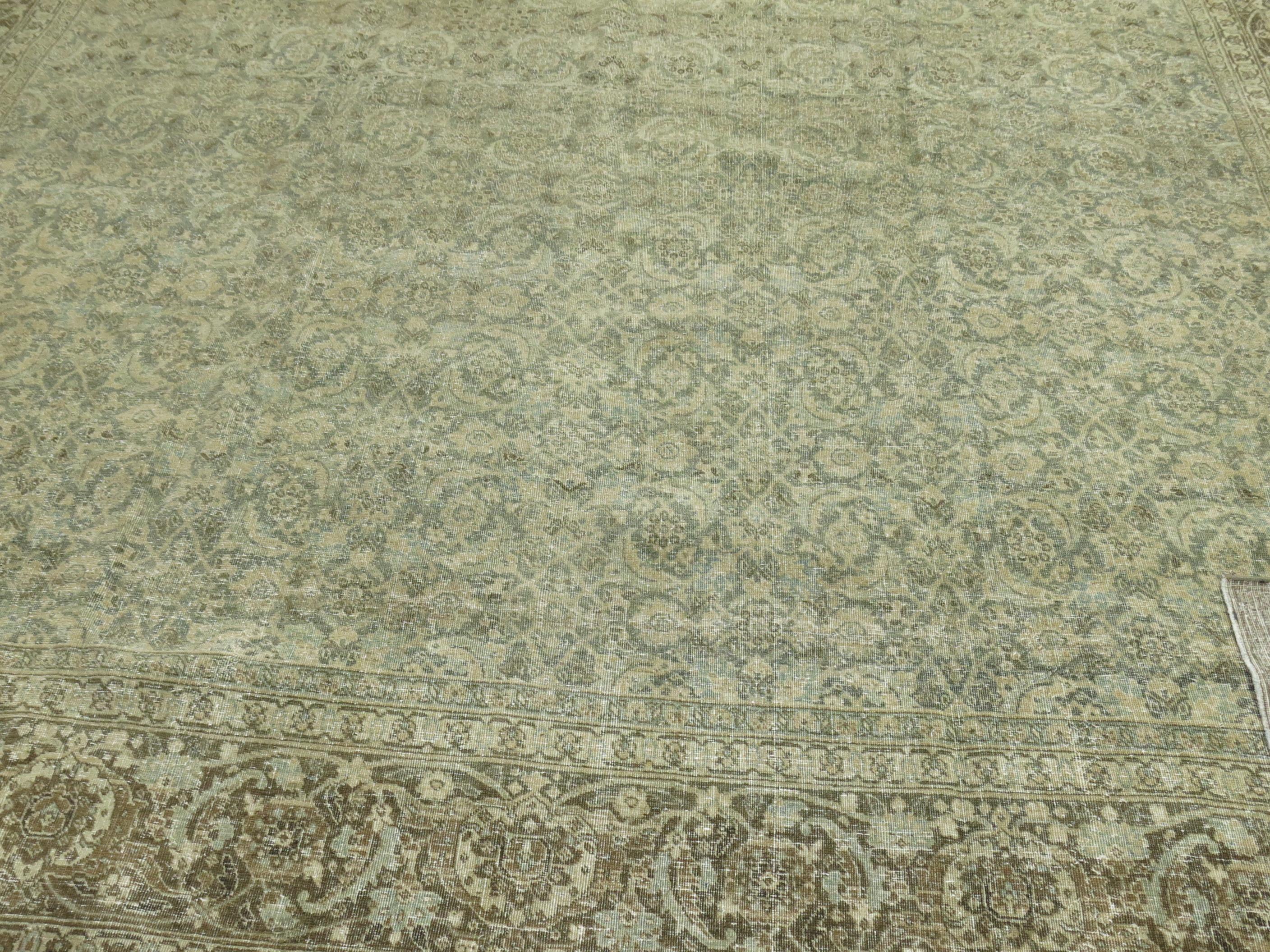 20th Century Grayscale Antique Persian Tabriz Rug