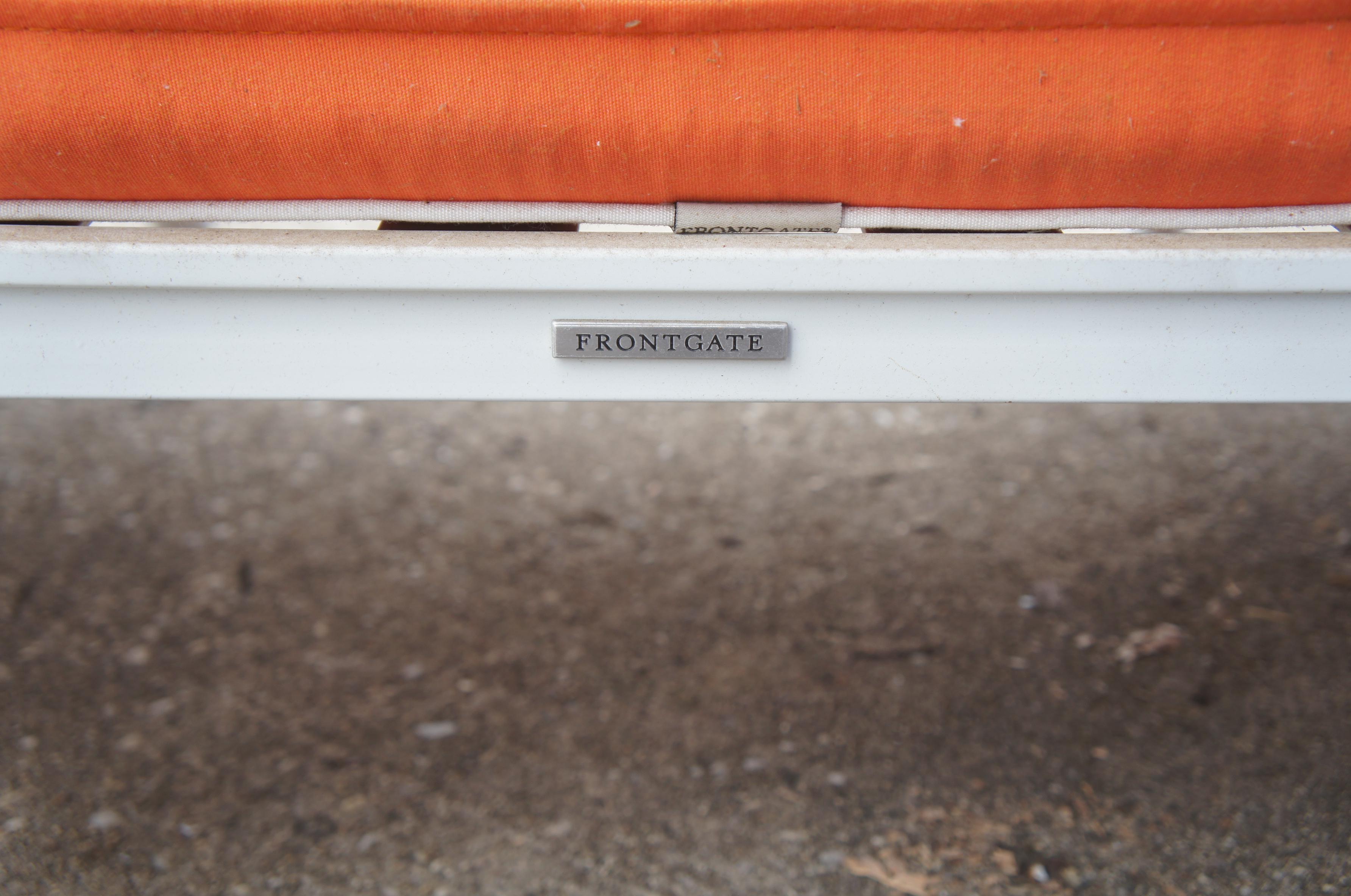 Grayson French Inspired Aluminum Sofa with Orange Cushions & Lattice Back 28070 2