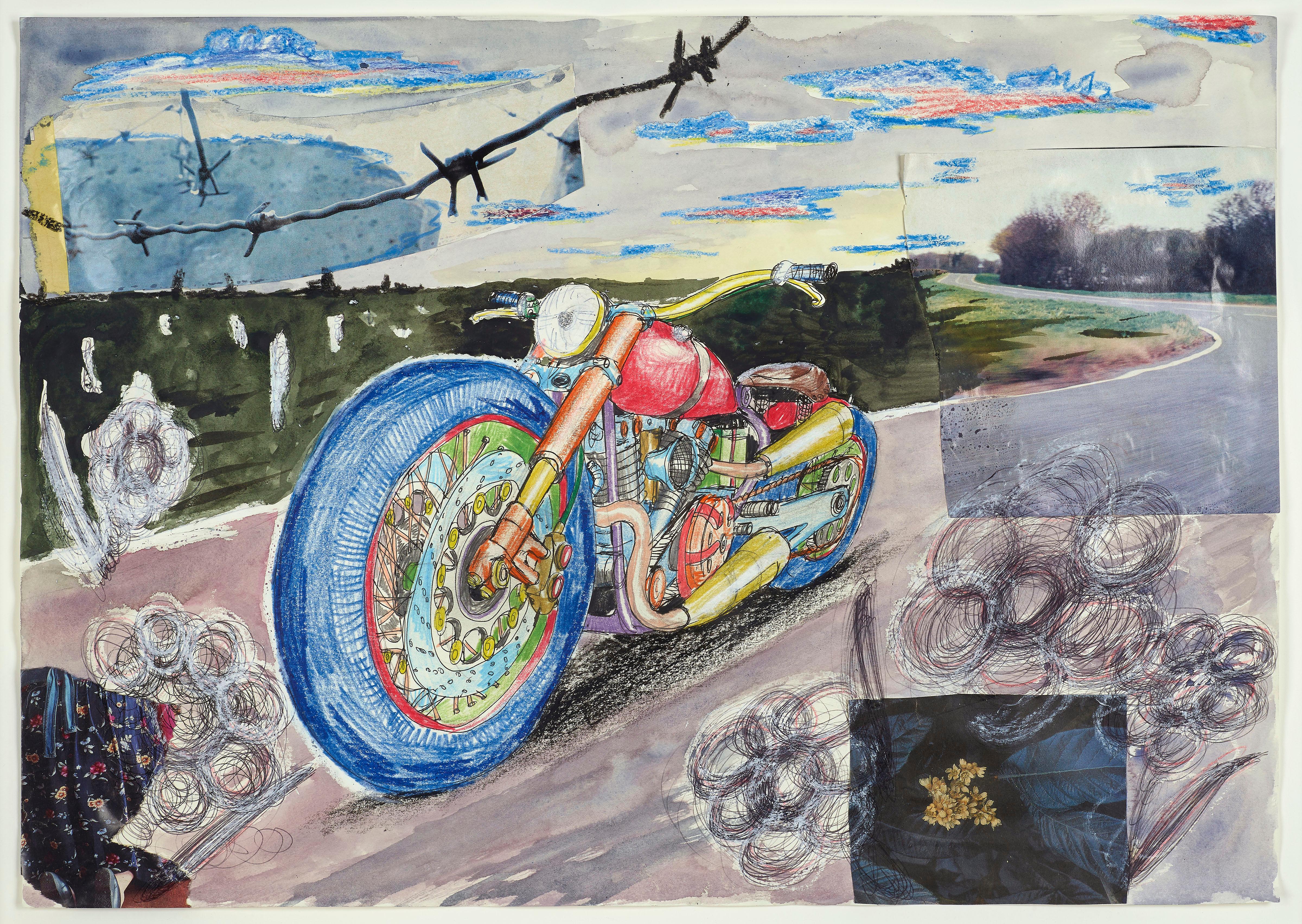 "Untitled" watercolour and collage work on paper by British artist Grayson Perry