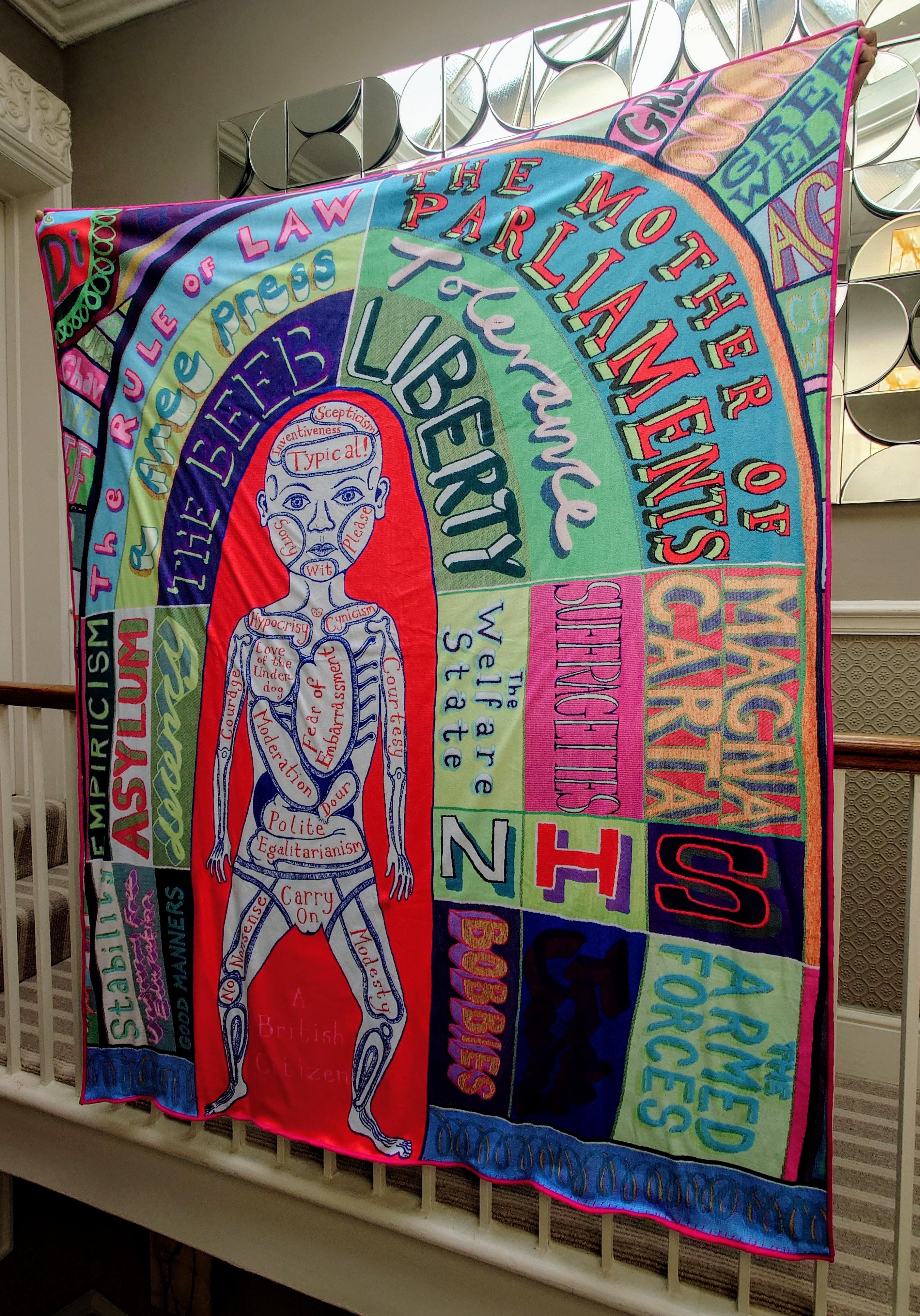 Comfort Blanket -- Blanket, Human figure, Text Art by Grayson Perry 2014-2023 For Sale 1