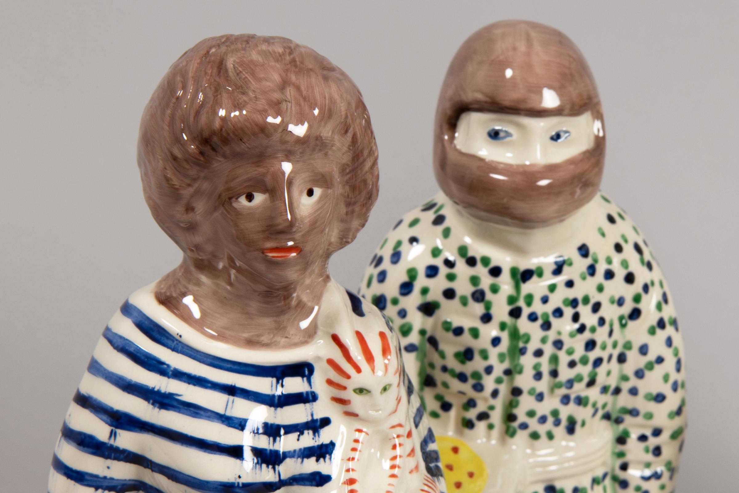 Grayson Perry, Trabajador a Domicilio y Trabajador Clave Figuras de Staffordshire - Obra de cerámica en venta 1