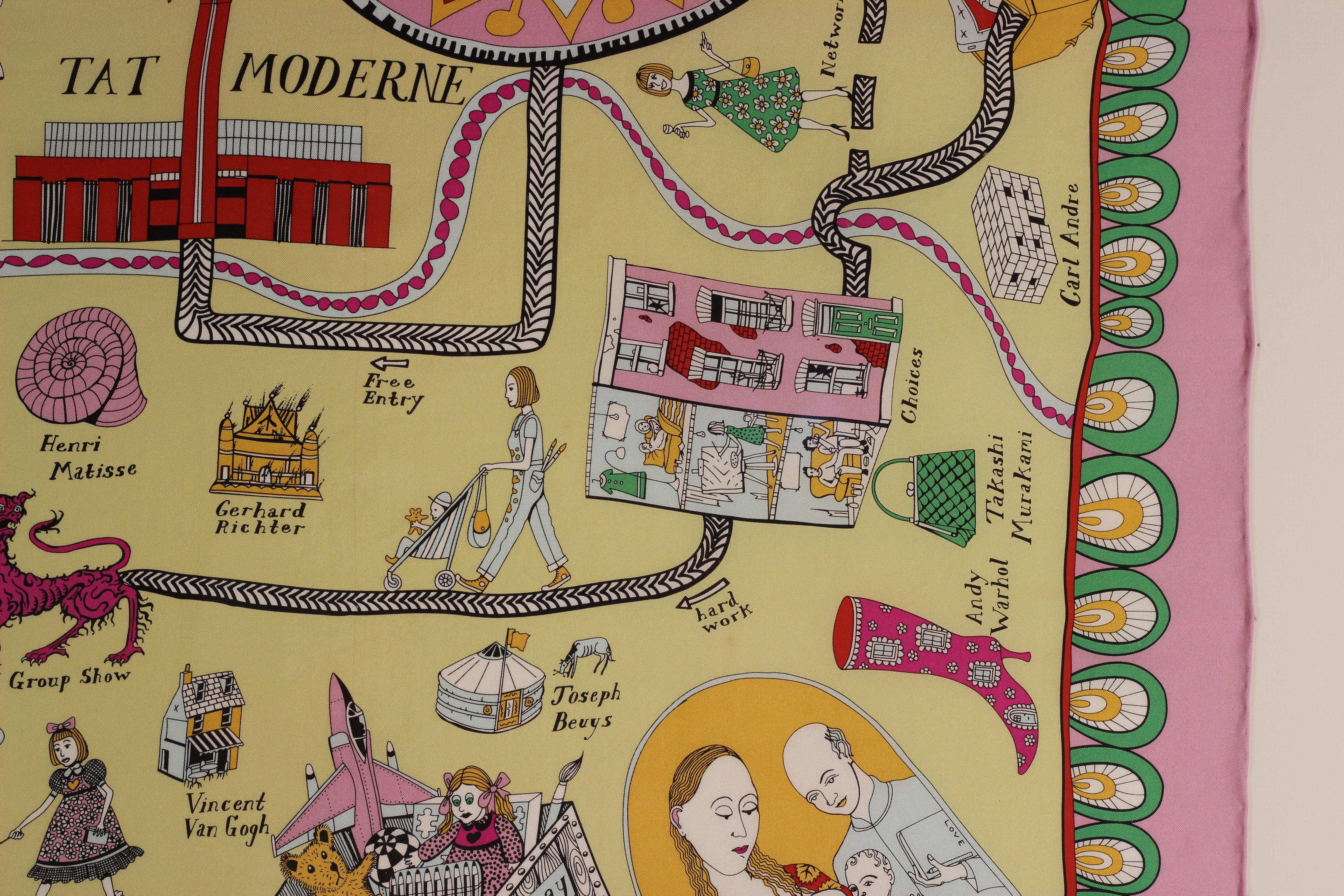 Silk Grayson Perry framed silk scarf 2012 For Sale