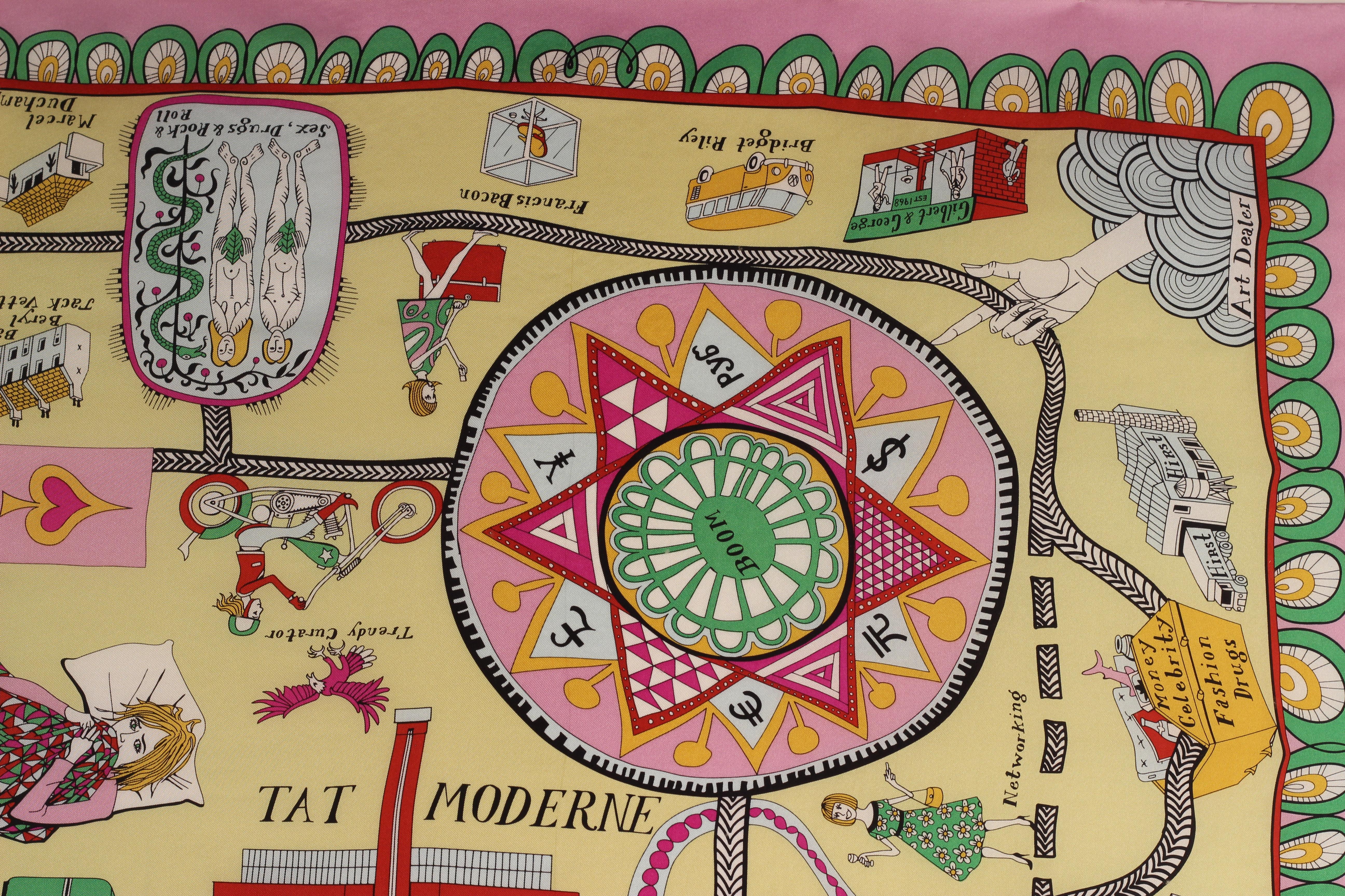 Silk Grayson Perry framed silk scarf 2012 For Sale