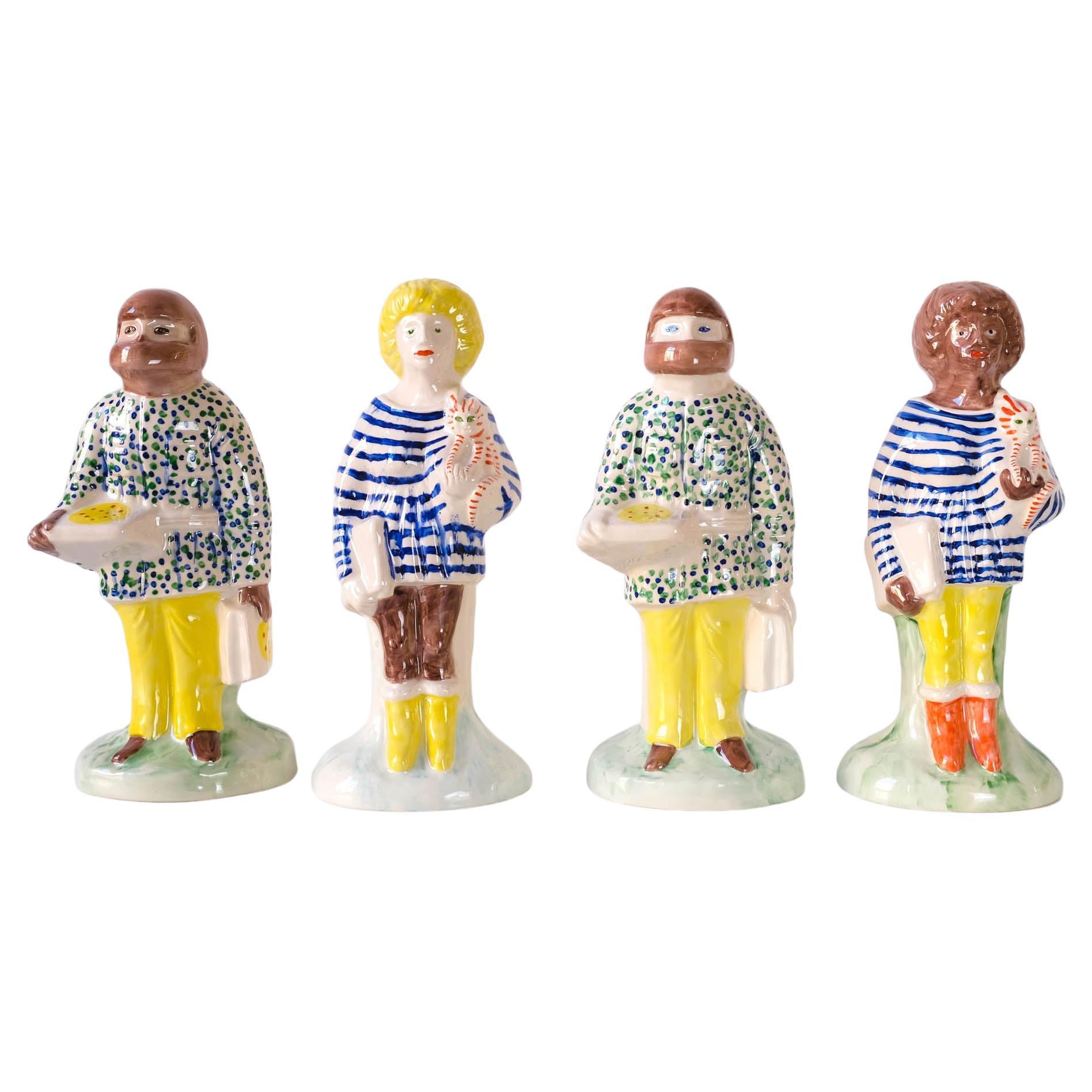 Ensemble complet de figurines de Staffordshire « Home Worker & Key Worker » (ou travailleur à domicile) de Grayson Perry