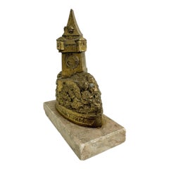 Graz Clocktower 1910s Souvenir Building Metal and Marble Base antique Austria