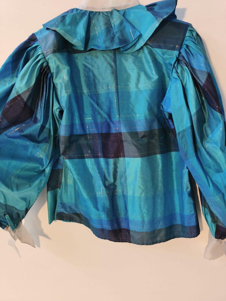 Grazia Fava Milan Silk Ruffle Blouse with Organza Collar, 1970s-1980s For Sale 12