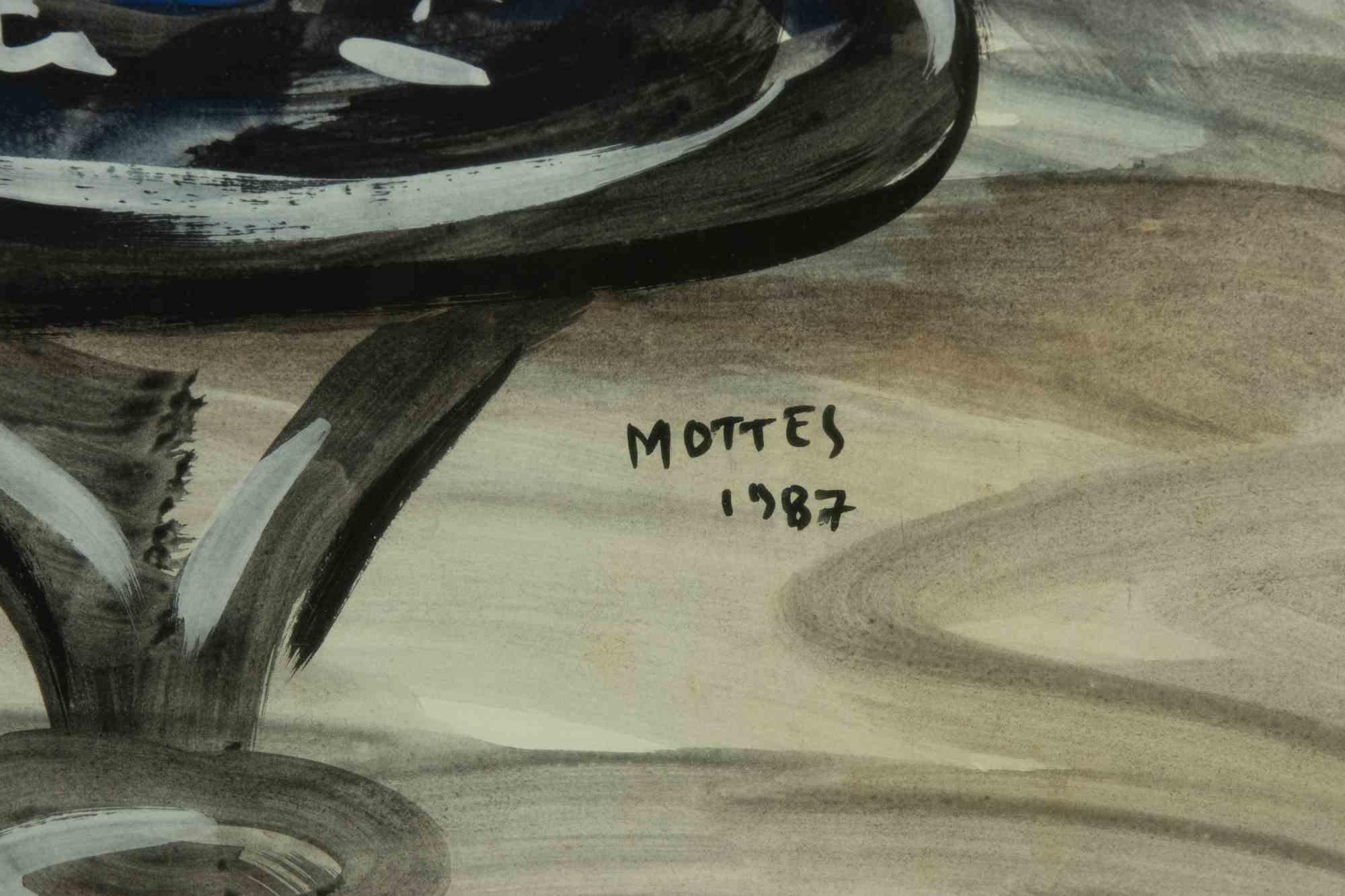 Akt von der Rückseite – Mixed Media von Grazia Mottes – 1987 im Angebot 1