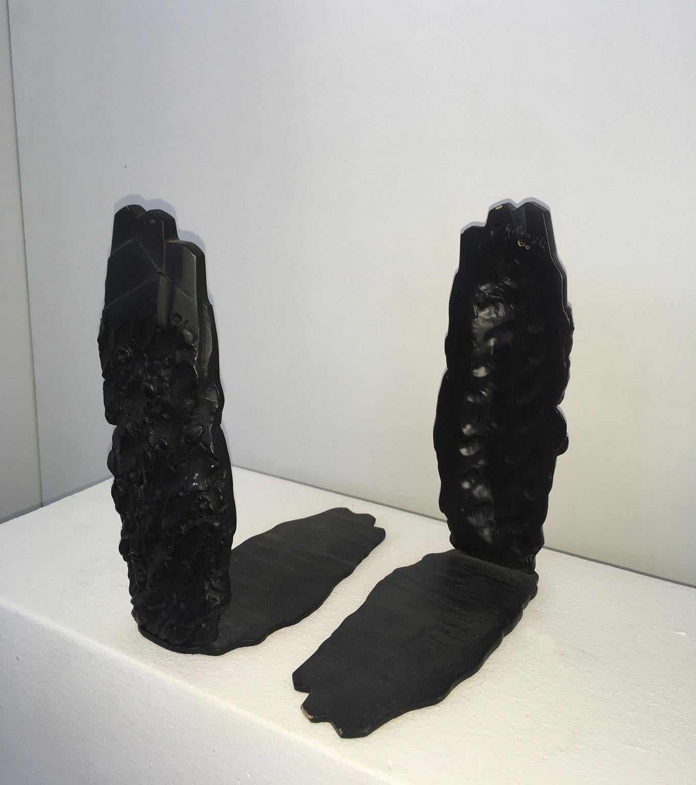 Sculpture abstraite noire post-moderne en bronze, Italie, 1980  Serre-livres Graziano Pompili en vente 14