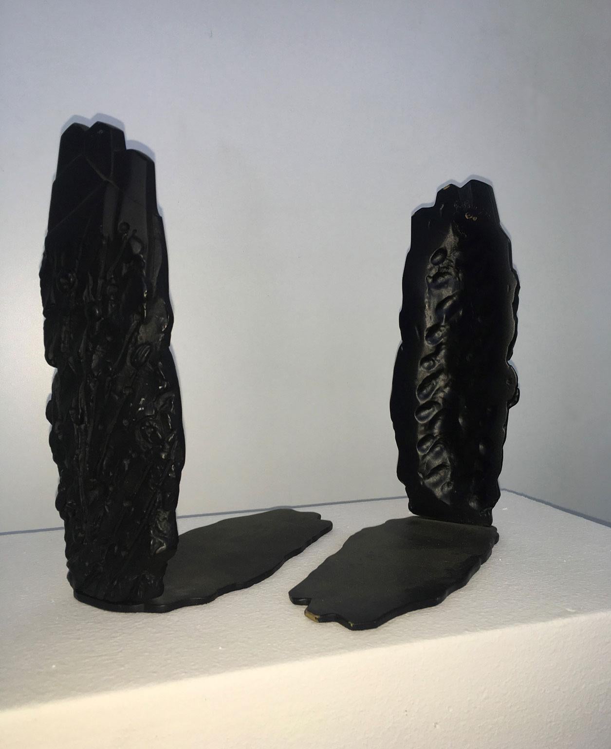 Sculpture abstraite noire post-moderne en bronze, Italie, 1980  Serre-livres Graziano Pompili en vente 4