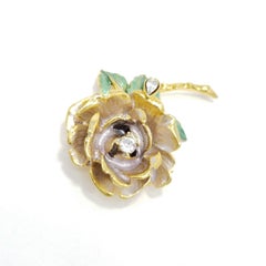 Graziano Princess Diana 1997 England Rose Brooch, Enamel, Gold-Plated