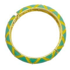 GRAZIANO signed vintage gold tone enamel rhinestone designer runway bracelet