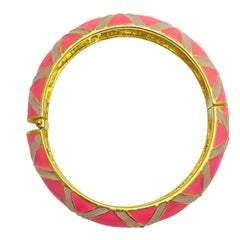 GRAZIANO signed vintage gold tone enamel rhinestone designer runway bracelet