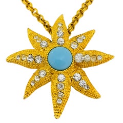 Collana firmata GRAZIANO vintage in finto turchese dorato