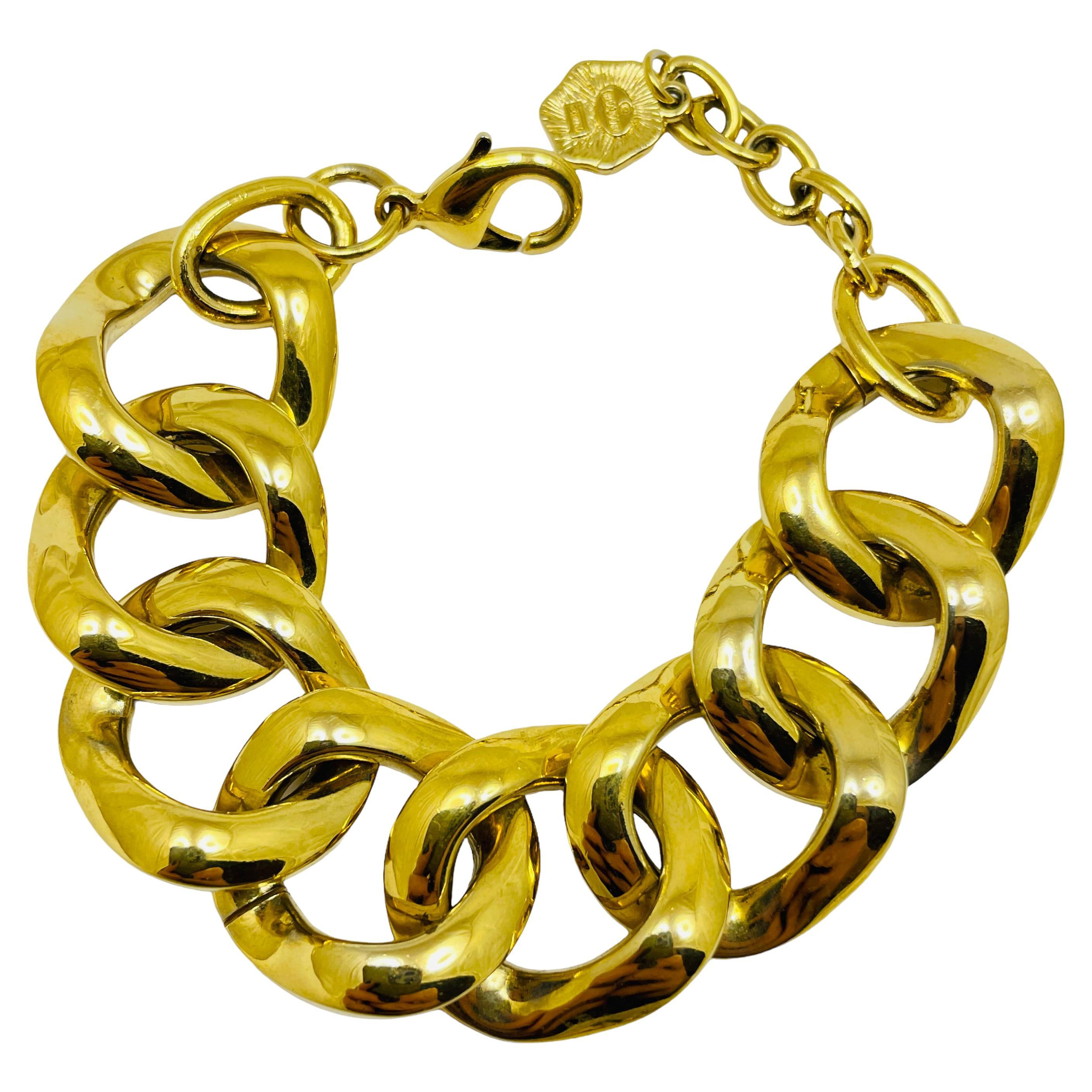 pulsera de diseño GRAZIANO firmada vintage cadena maciza tono oro