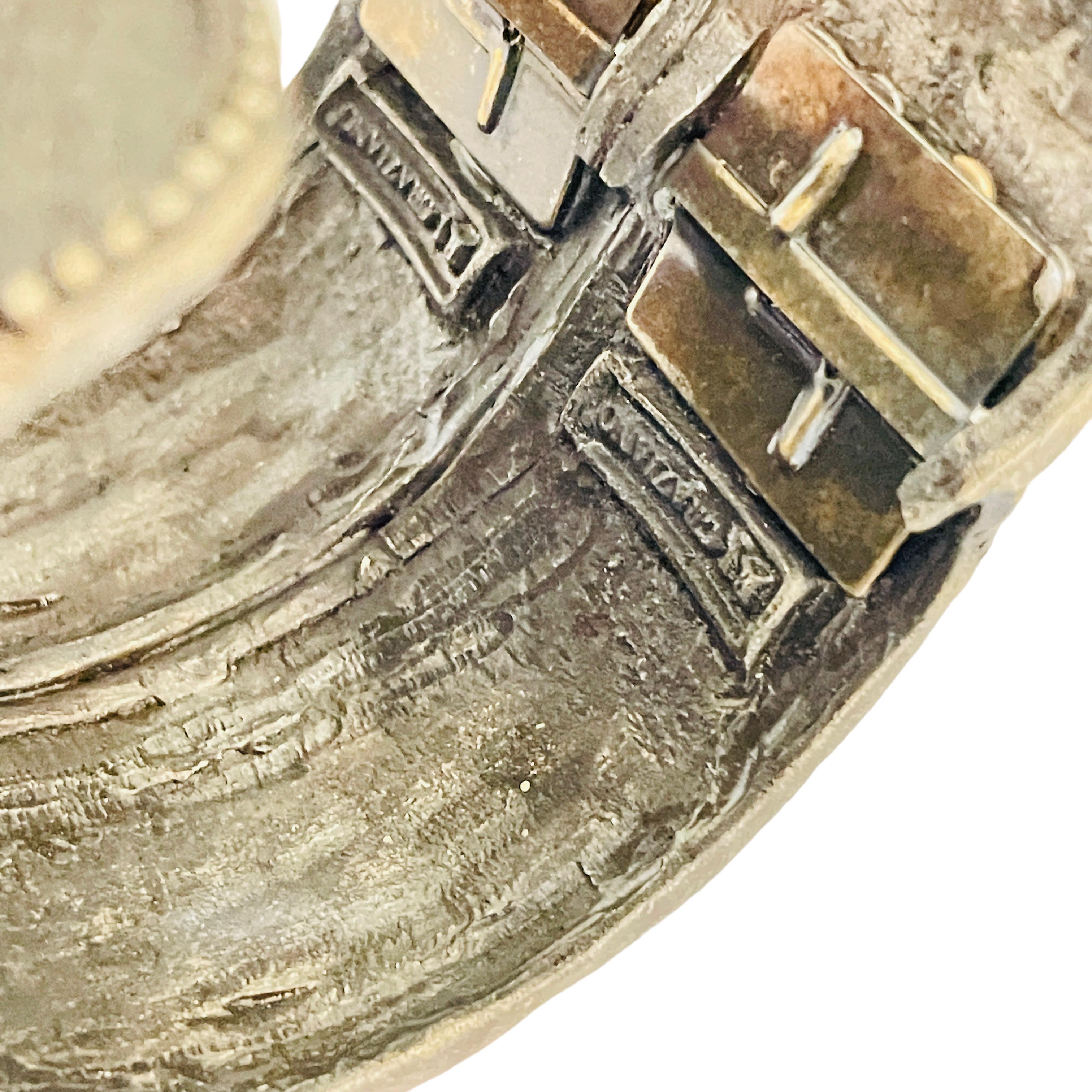 GRAZIANO signiert Vintage massiv Silber Ton faux Karneol Manschette Armband im Zustand „Gut“ im Angebot in Palos Hills, IL