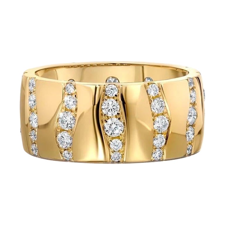 Graziela 18 Karat Yellow Gold Diamond Cigar Band Ring