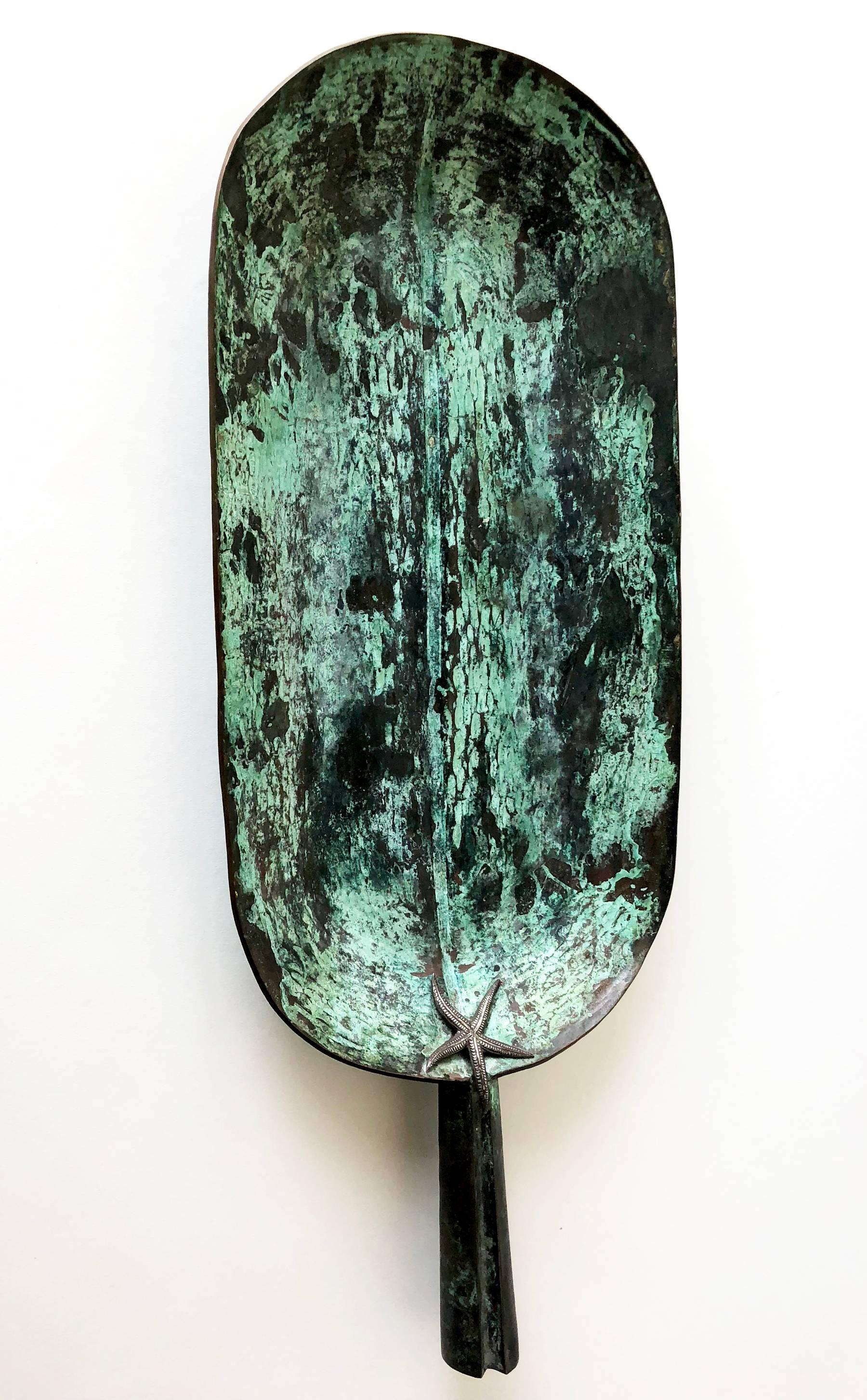 Graziella Laffi Peru, Tablett aus patinierter Bronze und Sterlingsilber mit Seesternenmotiven (Moderne der Mitte des Jahrhunderts) im Angebot