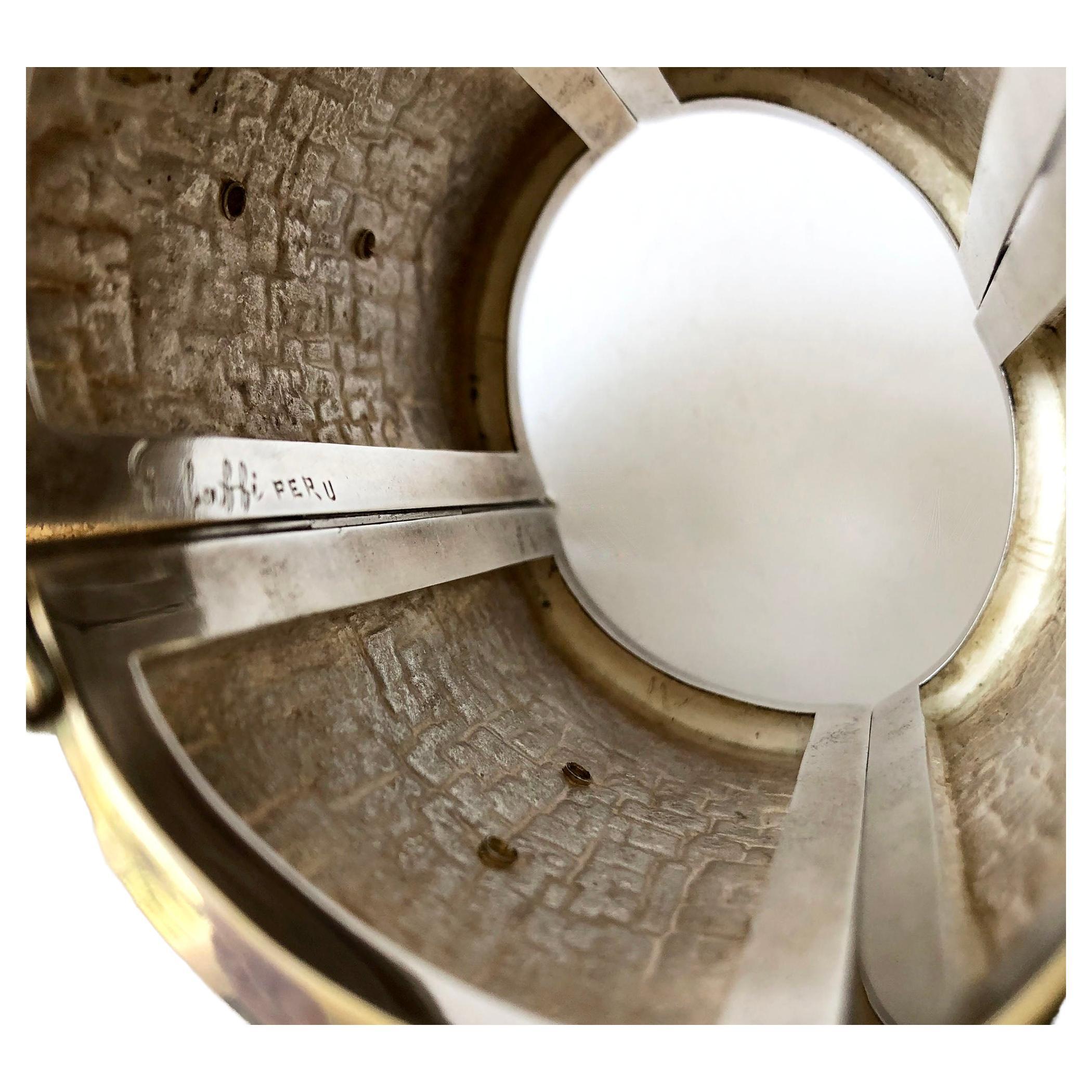 Graziella Laffi Manchette moderniste péruvienne en argent sterling et quartz vert en vente 2