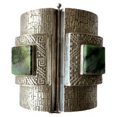 Graziella Laffi, bracciale modernista peruviano in argento 925 con quarzo verde