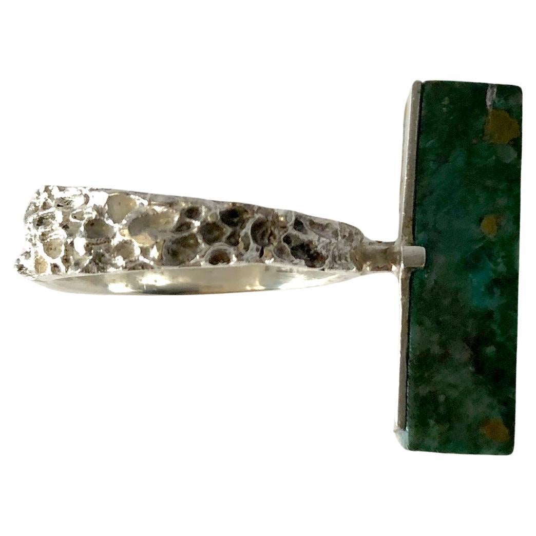 Graziella Laffi Anillo Modernista Peruano de Plata de Ley y Malaquita Hecho a Mano Artesano en venta