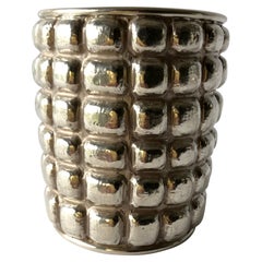 Graziella Laffi Bracelet manchette moderne péruvien en argent sterling repoussé fait à la main