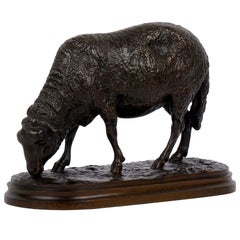 “Grazing Ram” French Antique Bronze Sculpture by Rosa Bonheur, Cast by Peyrol