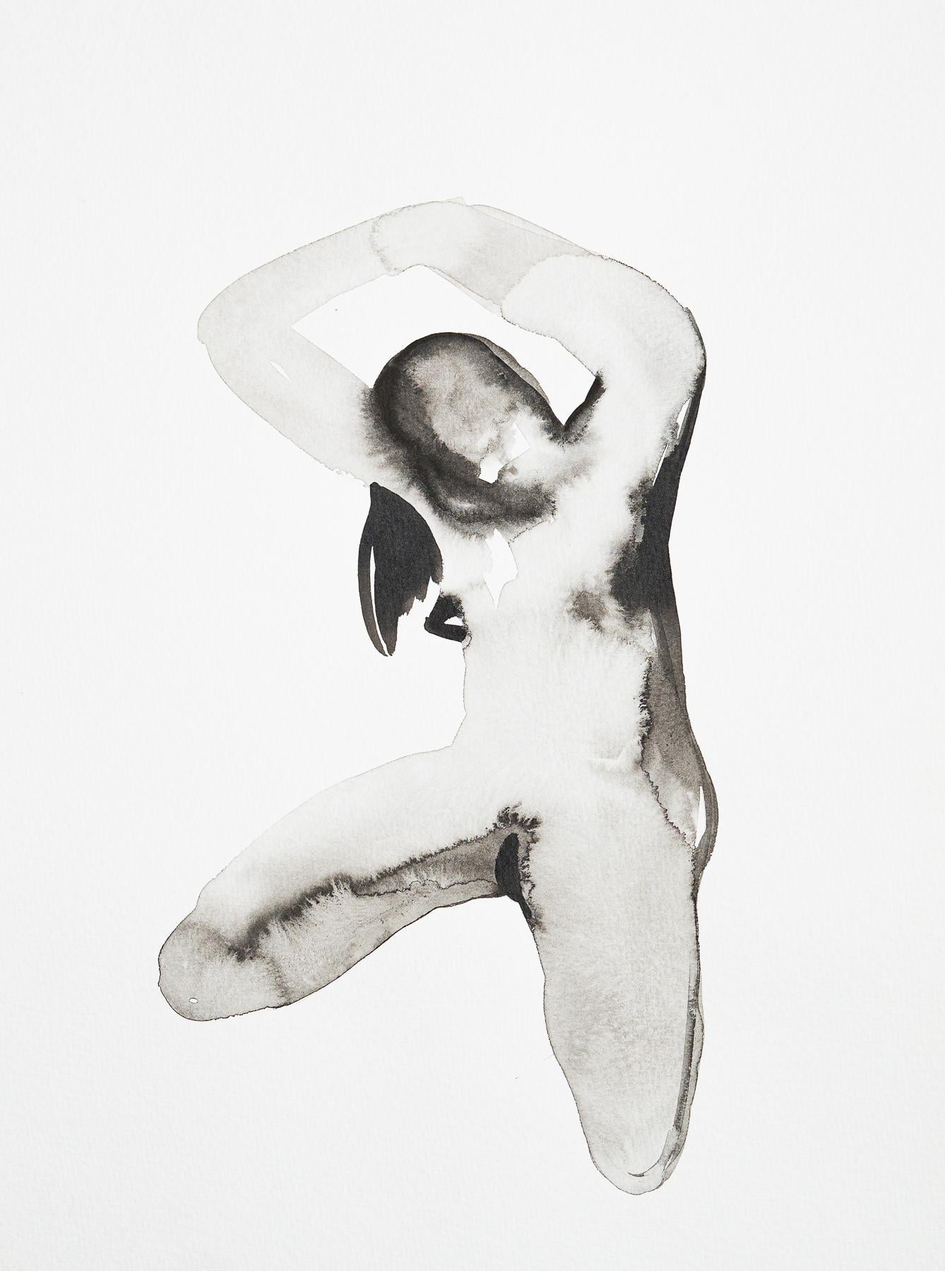 Nude Grazyna Rigall - Nu féminin 1 - Peinture à l'encre figurative contemporaine, Nouvelle Expression