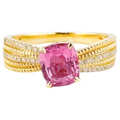 GRC Certified 0.94 CT Padparadscha Sapphire Ring with Diamonds