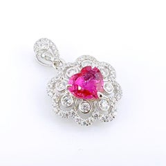 GRC Certified 1.10 CT Unheated Ruby 18K Gold Pendant with Diamonds