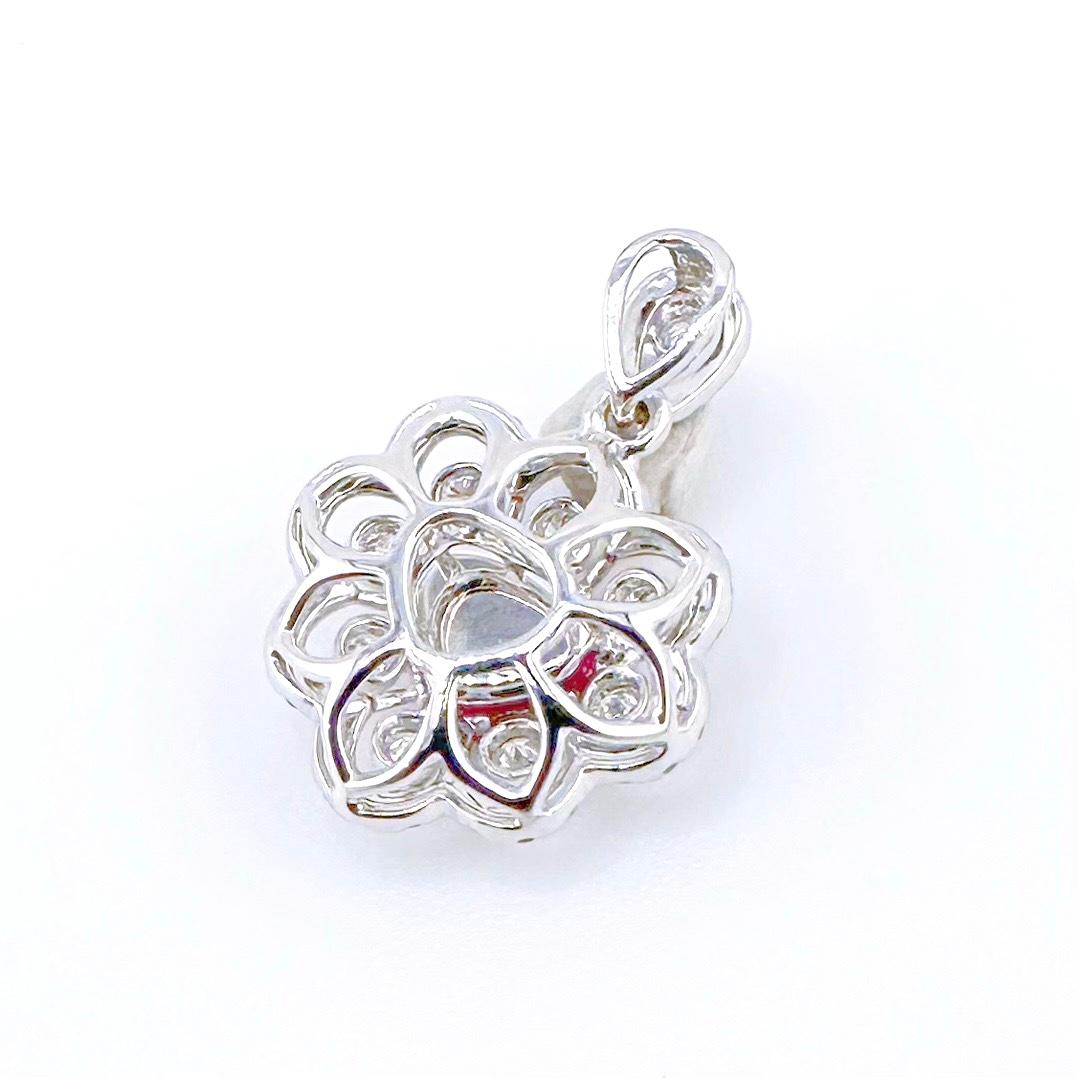 Heart Cut GRC Certified 1.10 CT Unheated Ruby 18K Gold Pendant with Diamonds For Sale