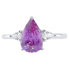 Bague en or blanc 18 carats avec saphir violet intense certifié GRC de 1,14 carat