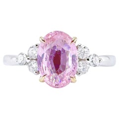 GRC Certified 1.24 CT Unheated Pink Sapphire Diamond Ring