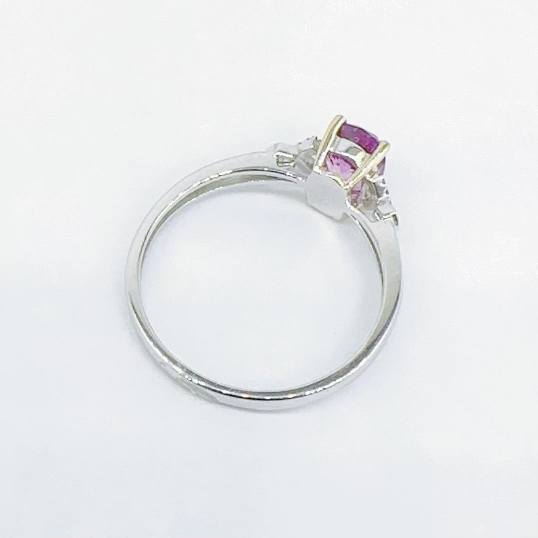 GRC Certified  18K White Gold Unheated 1 carat Purple Sapphire Ring with Dimond 

Unheated Purple Sapphire -- 1.00 carat 
GRC Certification Attached 

Diamonds--0.03ct 
18K White Gold--1.57GM 

This stunning ring features a vibrant purple sapphire,