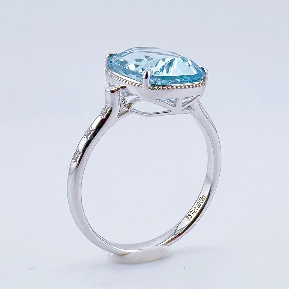 GRC-zertifiziert 2,40 CT Santa Maria Blue Aquamarin 18K Gold Ring mit Diamanten (Moderne) im Angebot