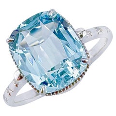 GRC-zertifiziert 2,40 CT Santa Maria Blue Aquamarin 18K Gold Ring mit Diamanten