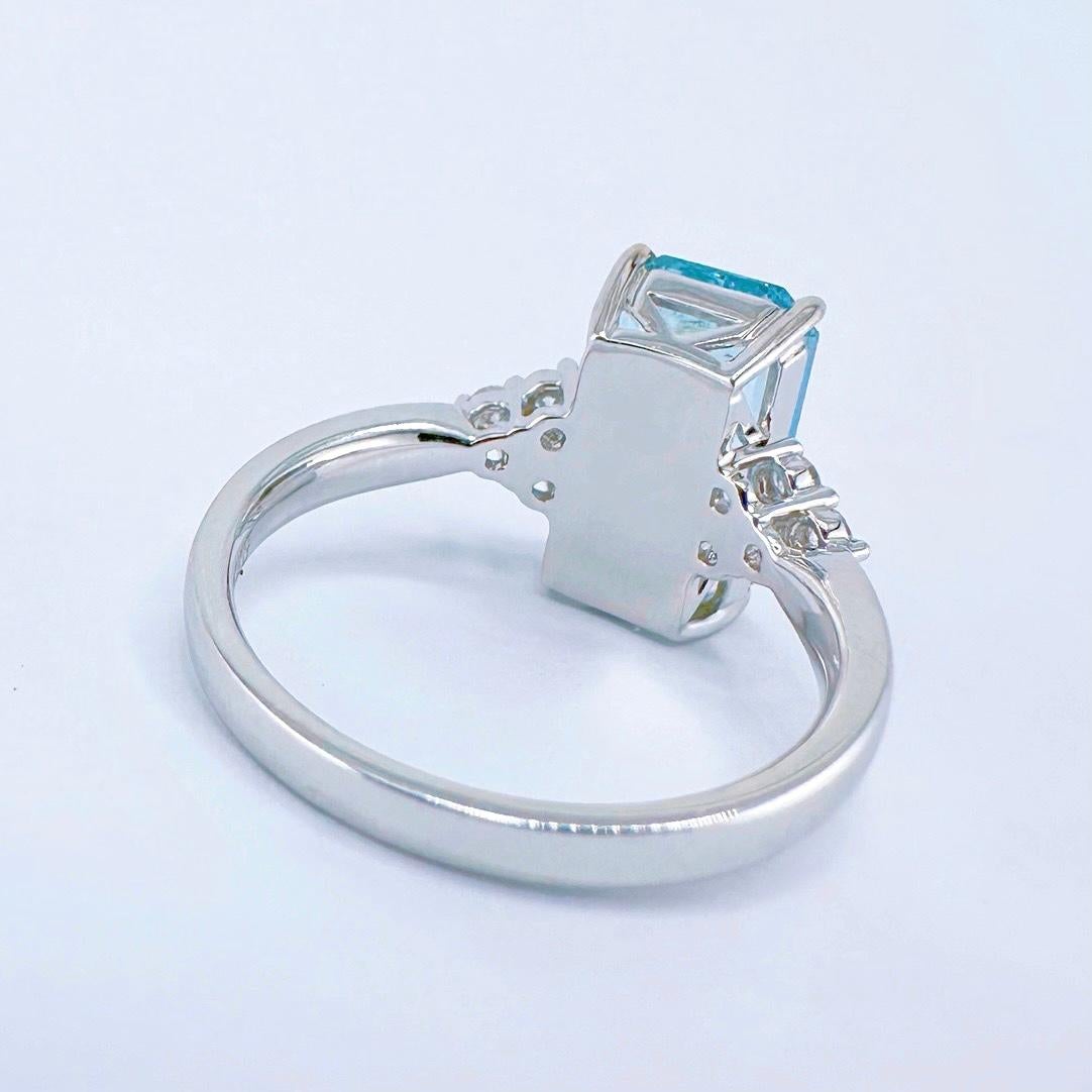 Femenino o masculino Certificado GRC  3,37 CT Santa María Aguamarina Azul Anillo de Oro de 18K con Diamantes en venta