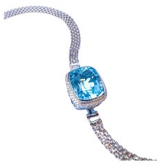 Bracciale con acquamarina blu Santa Maria da 4,29 CT e diamanti, certificato GRC