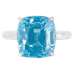 Bague aigue-marine bleu intense certifiée GRC de 4,37 carats