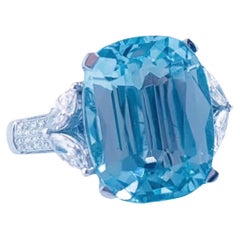 Bague cocktail en or 18 carats avec aigue-marine certifiée GRC 5,48 carats