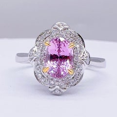 GRC zertifizierter Padparadscha Saphir 18K Weißgold Cocktail-Ring mit Diamanten