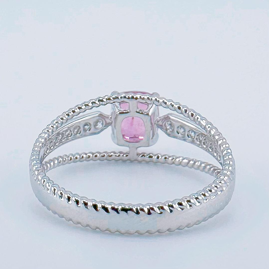 GRC Certified Unheated Padparadscha Sapphire 18K White Gold Diamond Ring For Sale 3